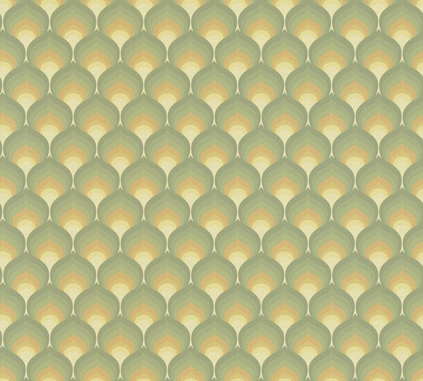 AS Creation Retro Chic - 39538-1 / 395381 Groen - Geel Behang