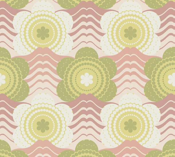 AS Creation Retro Chic - 39539-1 / 395391 Roze - Groen Behang