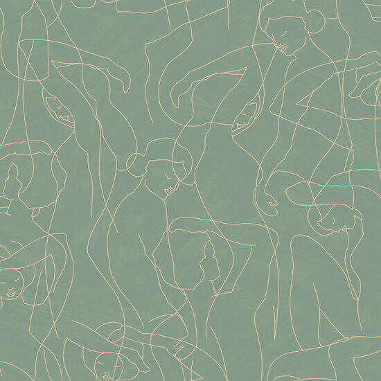 HookedOnWalls Silhouette Model Lines 34841 Groen Behang
