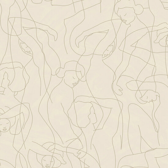 HookedOnWalls Silhouette Model Lines 34843 Grijs Behang