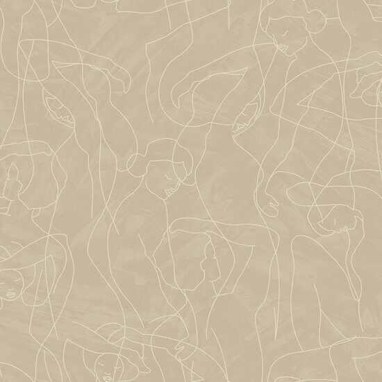 HookedOnWalls Silhouette Model Lines 34844 Beige Behang