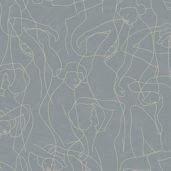 HookedOnWalls Silhouette Model Lines 34846 Grijs Behang