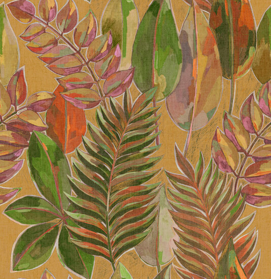 HookedOnWalls Tropical Weave Estasi 18801 Oranje / Metallic Behang