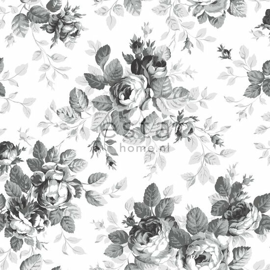 Esta Home Bloemen 138112 Zwart Wit Behang