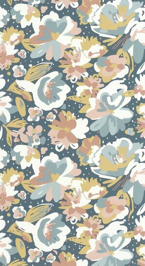 Caselio Flower Power FLP101876041 - Blauw Behang