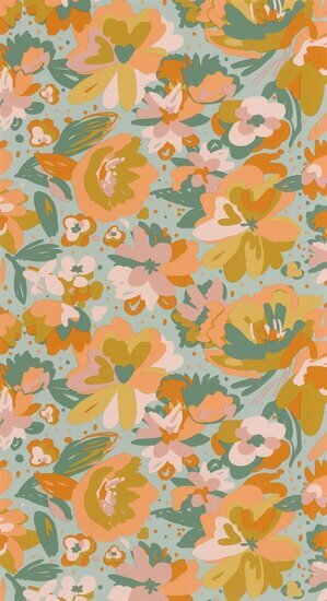 Caselio Flower Power FLP101877023 - Oranje Behang