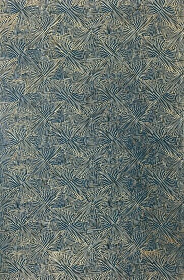 Casamance Nature Pr&eacute;cieuse - Textures 76522752 - Blauw / Metallic Goud Behang