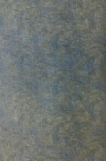 Casamance Nature Pr&eacute;cieuse - Textures 76543874 - Blauw / Metallic Goud Behang