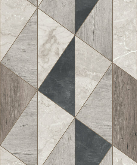 Dutch Wallcoverings Arcadia A65104 Grijs / Zwart Behang