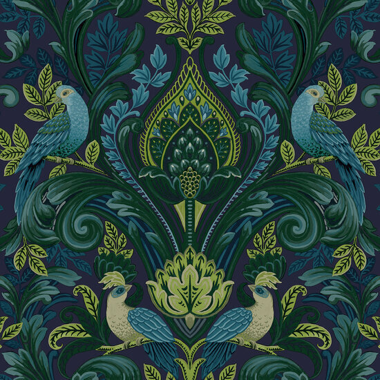 Dutch Wallcoverings Arcadia A67802 Blauw / Groen Behang