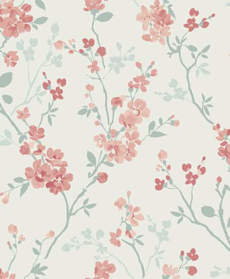 Dutch Wallcoverings Omura A70003 Wit / Groen / Roze Behang