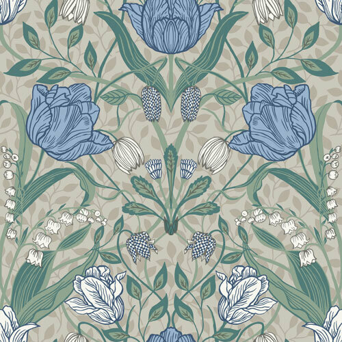 Dutch First Class Midbec Apelviken 33008 - Wit / Groen / Blauw Behang