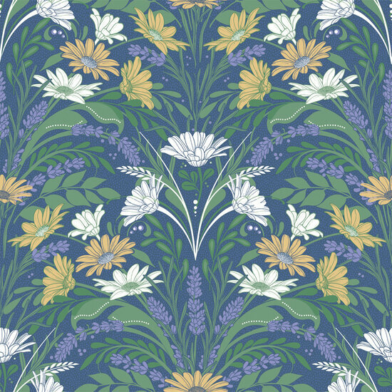 Dutch First Class Midbec Sunnano 24116 - Blauw / Geel Behang