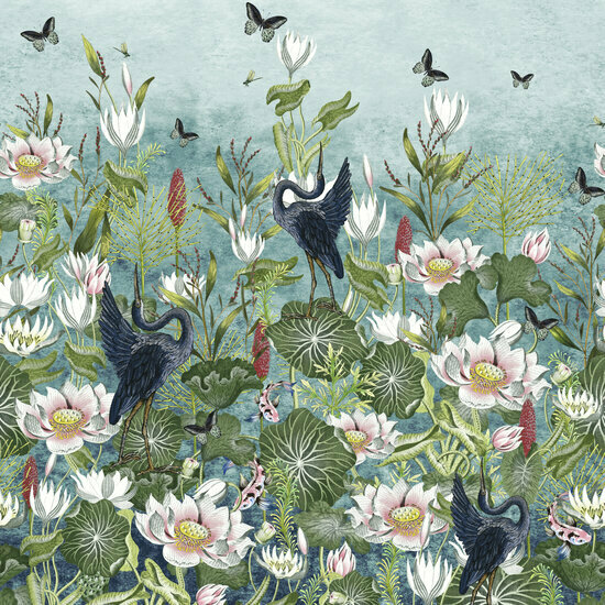 Clarke &amp; Clarke Botanical Wonders W0138/01 - Blauw Behang