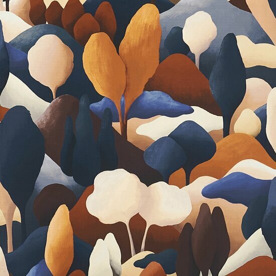 Casamance Exploration 71330315 - Blauw Behang