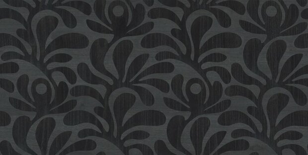 Arte MOOOI GREEN HOUSE WOODBLOCK BEETLE FERN MO5022 Zwart Behang