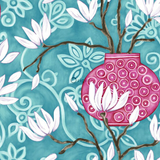 Origin Wallcoverings Mariska Meijers 346925 - Blauw / Groen / Roze Behang