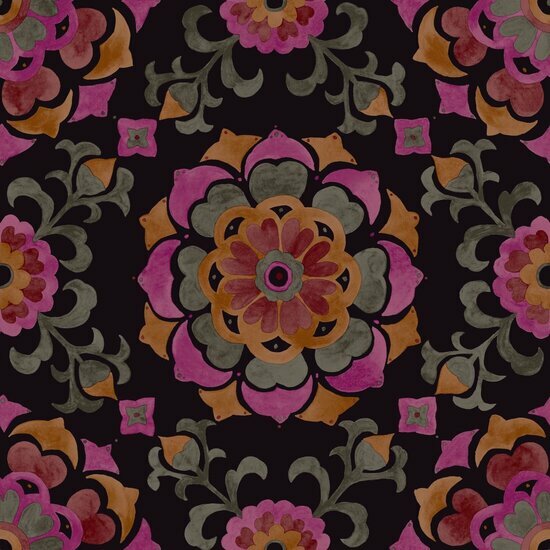 Origin Wallcoverings Wunderkammer 347474 - Zwart / Rood / Oranje Behang