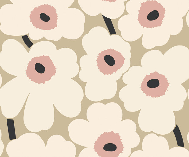 HookedOnWalls Marimekko Volume 07 (incl. Gratis Lijm*) 25901 Beige / Roze / Zwart / Cr&egrave;me