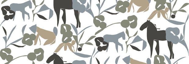 HookedOnWalls Marimekko Volume 07 (incl. Gratis Lijm*) 25927 Grijs / Zwart / Beige / Cr&egrave;me / Taupe