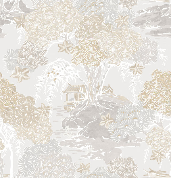 HookedOnWalls Scalamandre (incl. Gratis Lijm*) JV26031 Wit / Cr&egrave;me