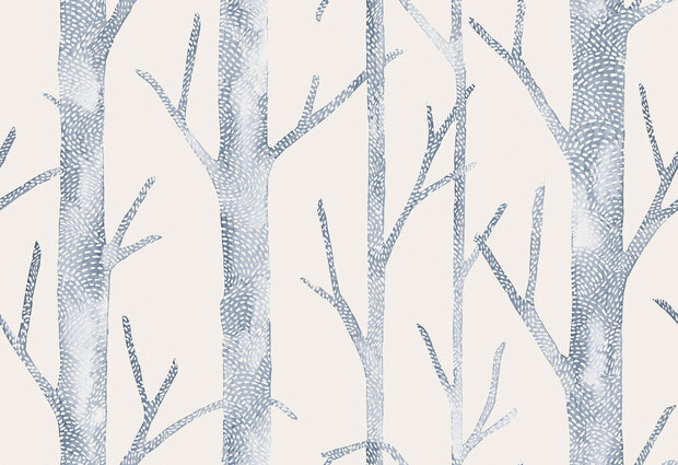 HookedOnWalls Scalamandre (incl. Gratis Lijm*) JV26047 Cr&egrave;me / Blauw