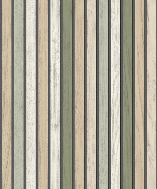 Dutch Wallcoverings Illusion B312-04 Groen / Beige / Wit