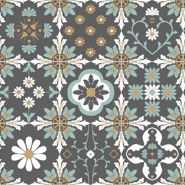 Dutch Wallcoverings Illusion M894-09 Blauw / Wit / Zwart / Goud