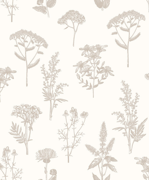 Dutch Wallcoverings Flora M805-07 - Wit / Zilver