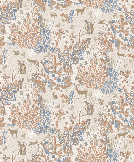 Dutch Wallcoverings Flora M867-07 - Beige / Blauw