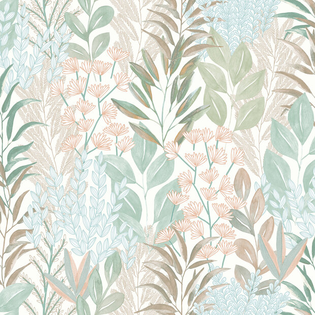 Dutch Wallcoverings Flora M869-01 - Wit / Groen