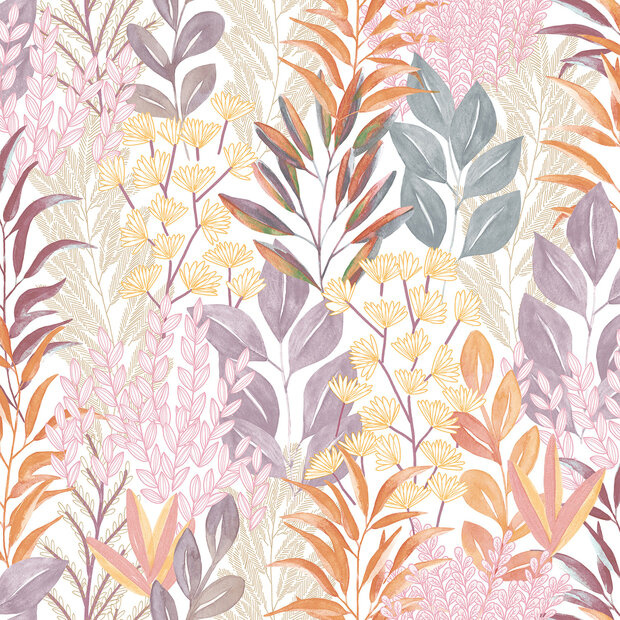 Dutch Wallcoverings Flora M869-05 - Paars / Oranje