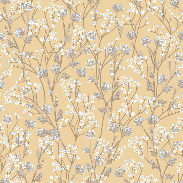Dutch Wallcoverings Flora M880-02 - Beige / Blauw