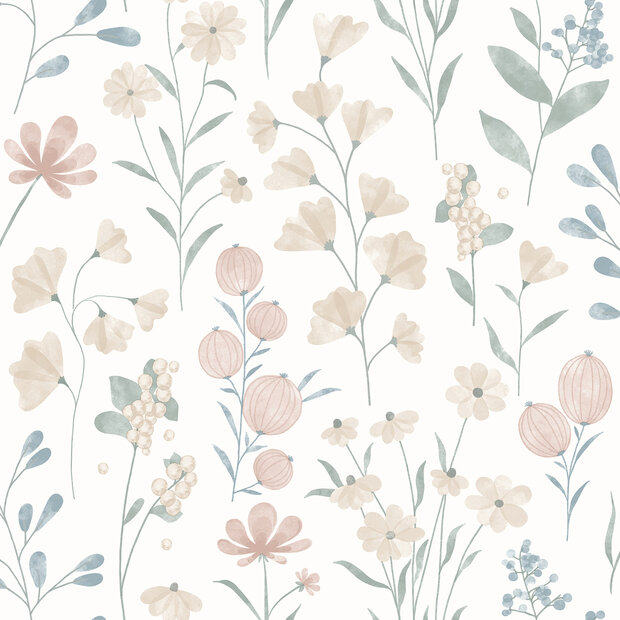 Dutch Wallcoverings Flora M883-07 - Beige / Groen