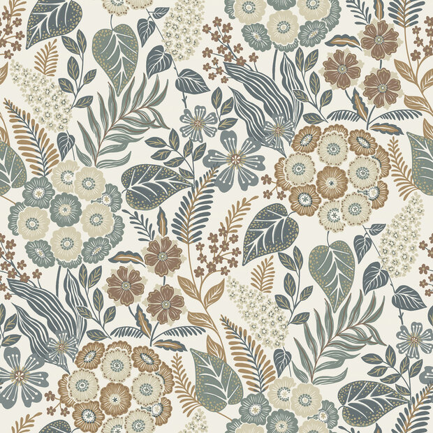 Dutch Wallcoverings Karuna A76601 - Blauw / Beige