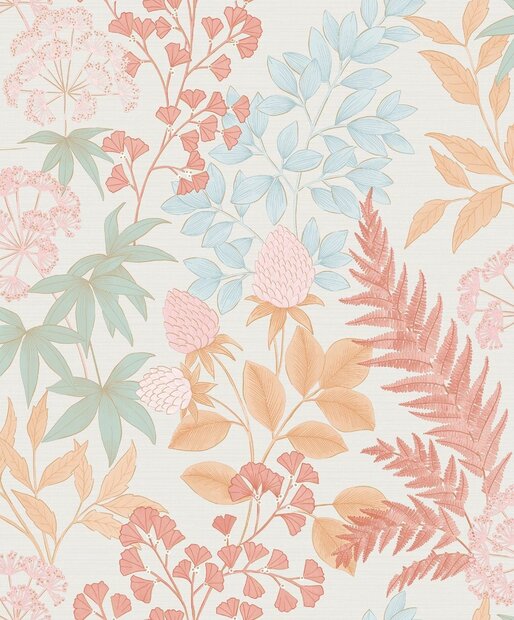 Dutch Wallcoverings Flora M871-90D - Roze / Blauw