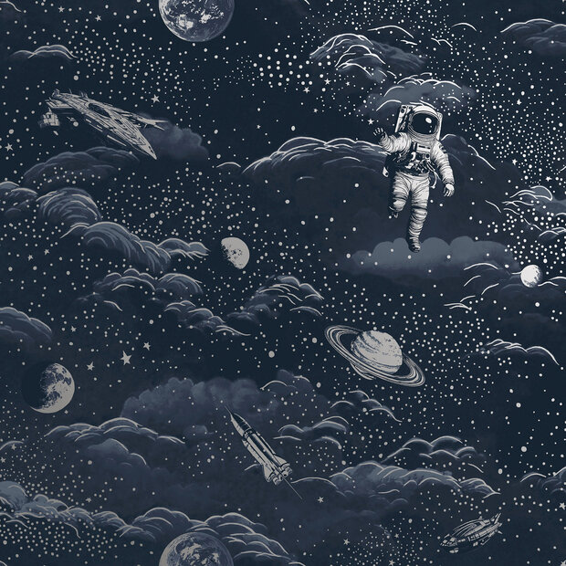 Dutch Wallcoverings Adventure Awaits Blauw Zilver 14051