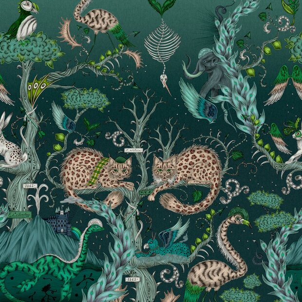 Clarke &amp; Clarke Emma Shipley Mythica Wallcoverings W0202/01 Groen