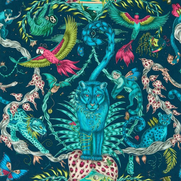 Clarke &amp; Clarke Emma Shipley Mythica Wallcoverings W0213/03 Blauw
