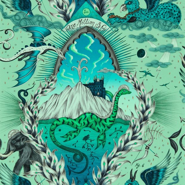Clarke &amp; Clarke Emma Shipley Mythica Wallcoverings W0214/02 Groen