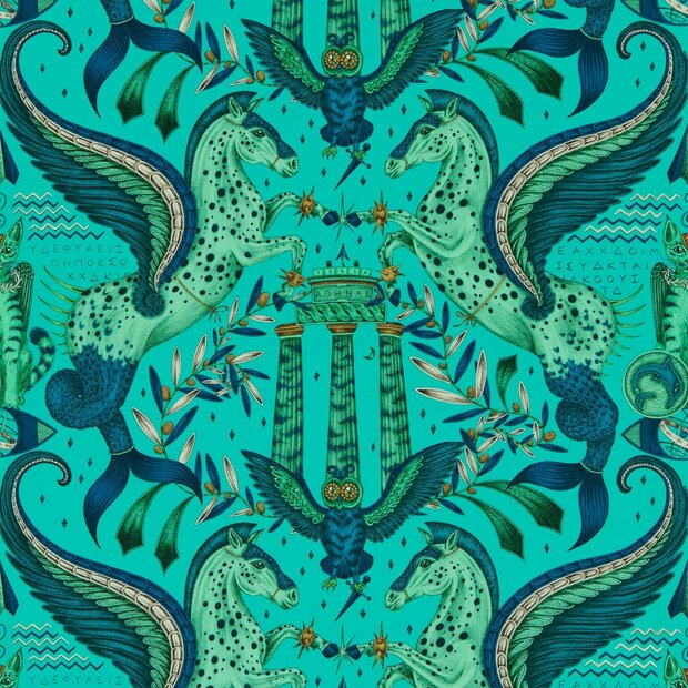 Clarke &amp; Clarke Emma Shipley Mythica Wallcoverings W0215/02 Groen