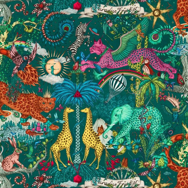 Clarke &amp; Clarke Emma Shipley Mythica Wallcoverings W0216/05 Groen