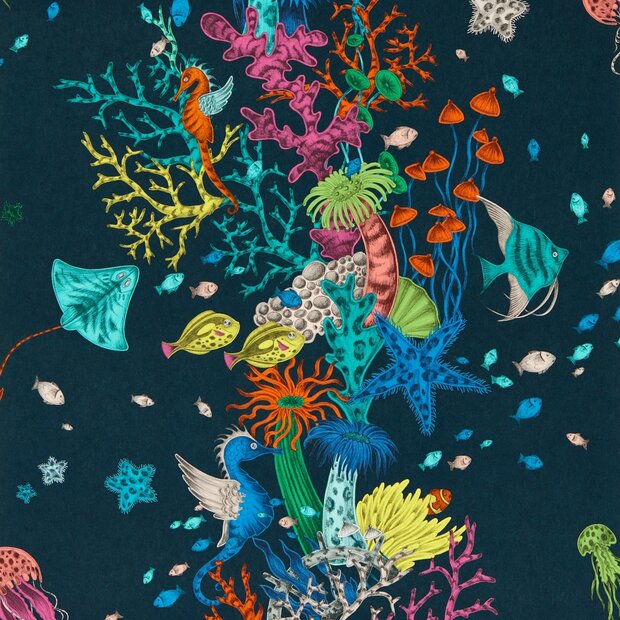 Clarke &amp; Clarke Emma Shipley Mythica Wallcoverings W0218/04 Blauw