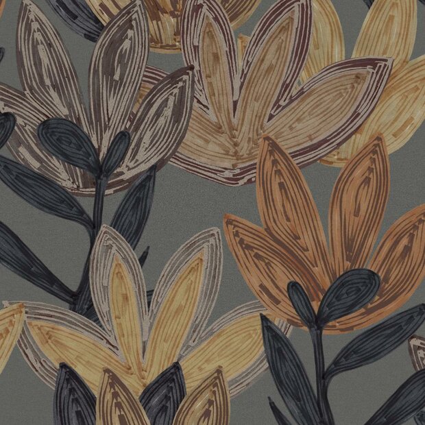 Noordwand Hohenberger Line &amp; Leaf 65801 Grijs