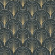 Esta Art Deco 139231 - Goud - Blauw Behang