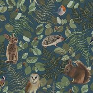 Esta Home Forest Friends Blauw Groen 139250 - Groen - Blauw Behang