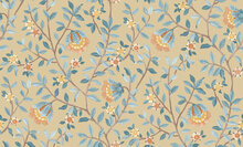 Dutch Wallcoverings Botanique B199-92D / B19992D beige - blauw Behang