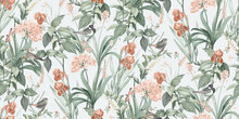 Dutch Wallcoverings Botanique M647-94D / M64794D groen - roze Behang
