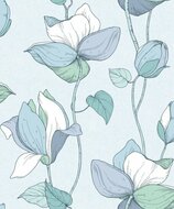 Noordwand Flora MB 47473 Blauw - Paars - Groen Behang