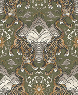 Dutch First Class Khalili 65911 Groen - Oranje Behang